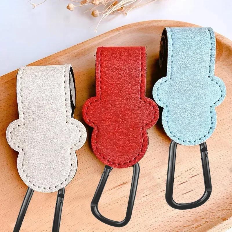1/2 pièces bébé poussette crochets Clips PU cuir rotatif chariot organisateur landau crochet landau 