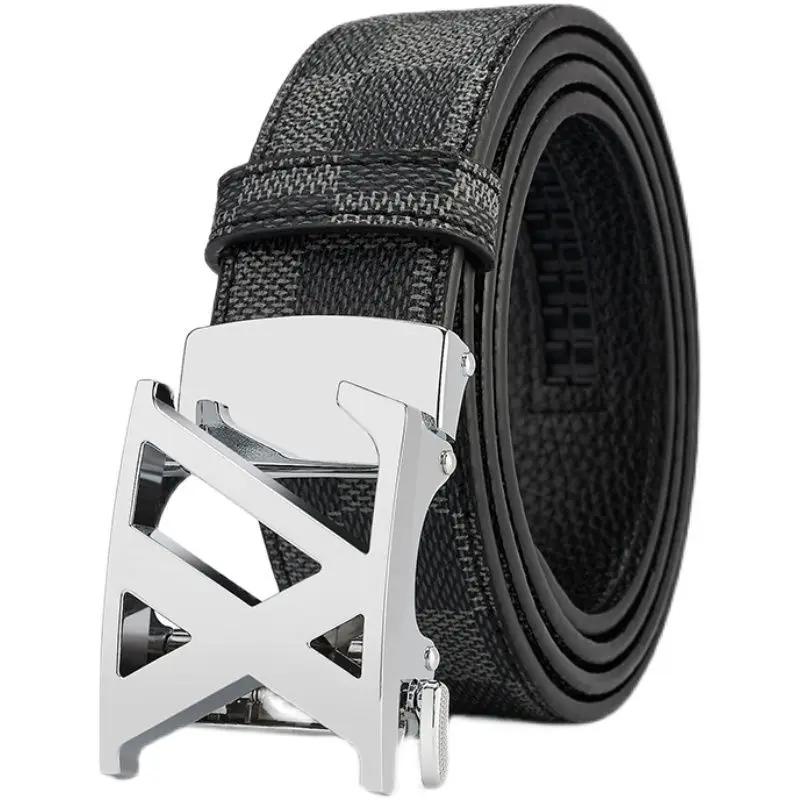 Ceinture à boucle automatique pour hommes avec sangle à motif à carreaux, adaptée aux occasions déco