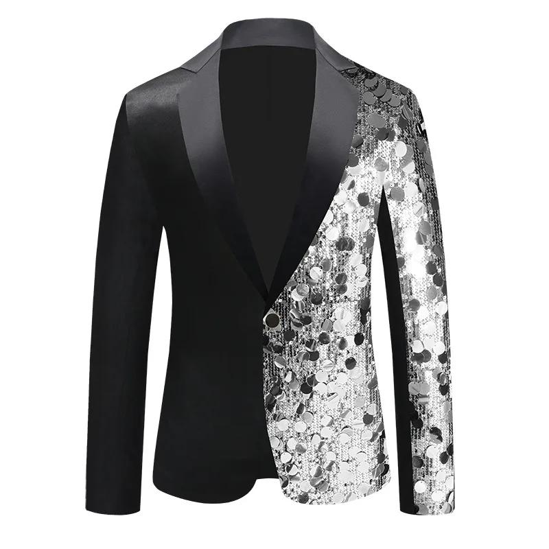 Nouvelle veste de costume de luxe à sequins pour homme, blazer tendance pour chanteur, bar, KTV, per