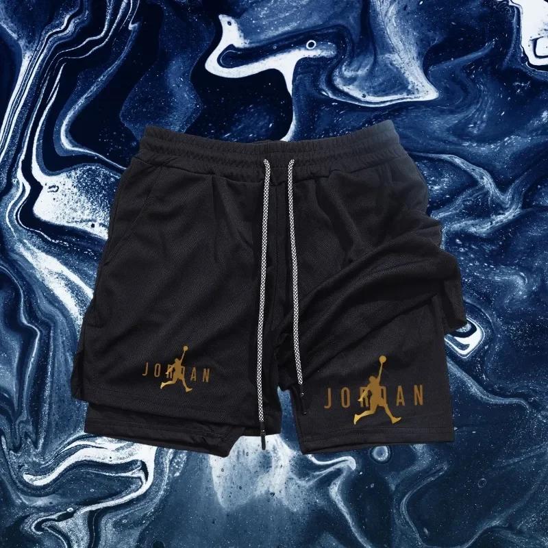 Short de sport pour hommes, vêtements de sport de saison, short moulant double couche 2 en 1, short 