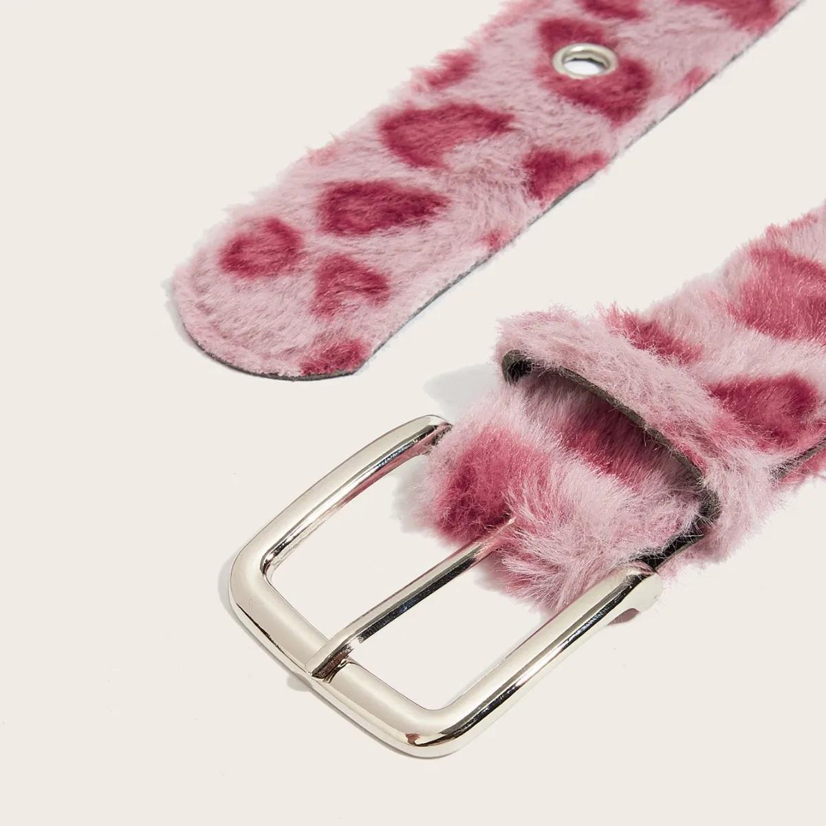 Ceinture en peluche rose pour femmes, tendance Y2k, accessoires pour jeans polyvalents, boucle ardil