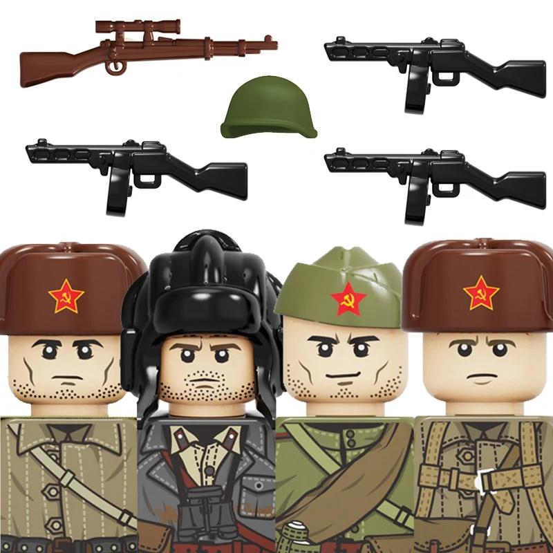 Figurines de soldats d'infanterie militaires de la Seconde Guerre mondiale, blocs de construction, R