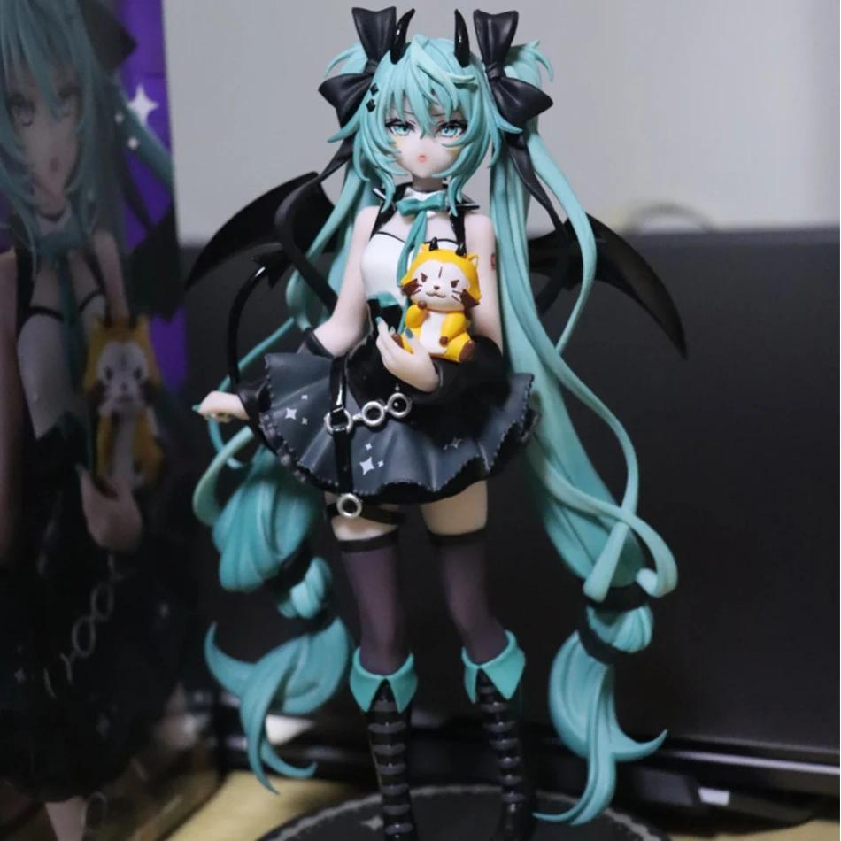 19cm Anime petit diable Hatsune Miku fait à la main petit raton laveur Miku ange foncé fait à la mai