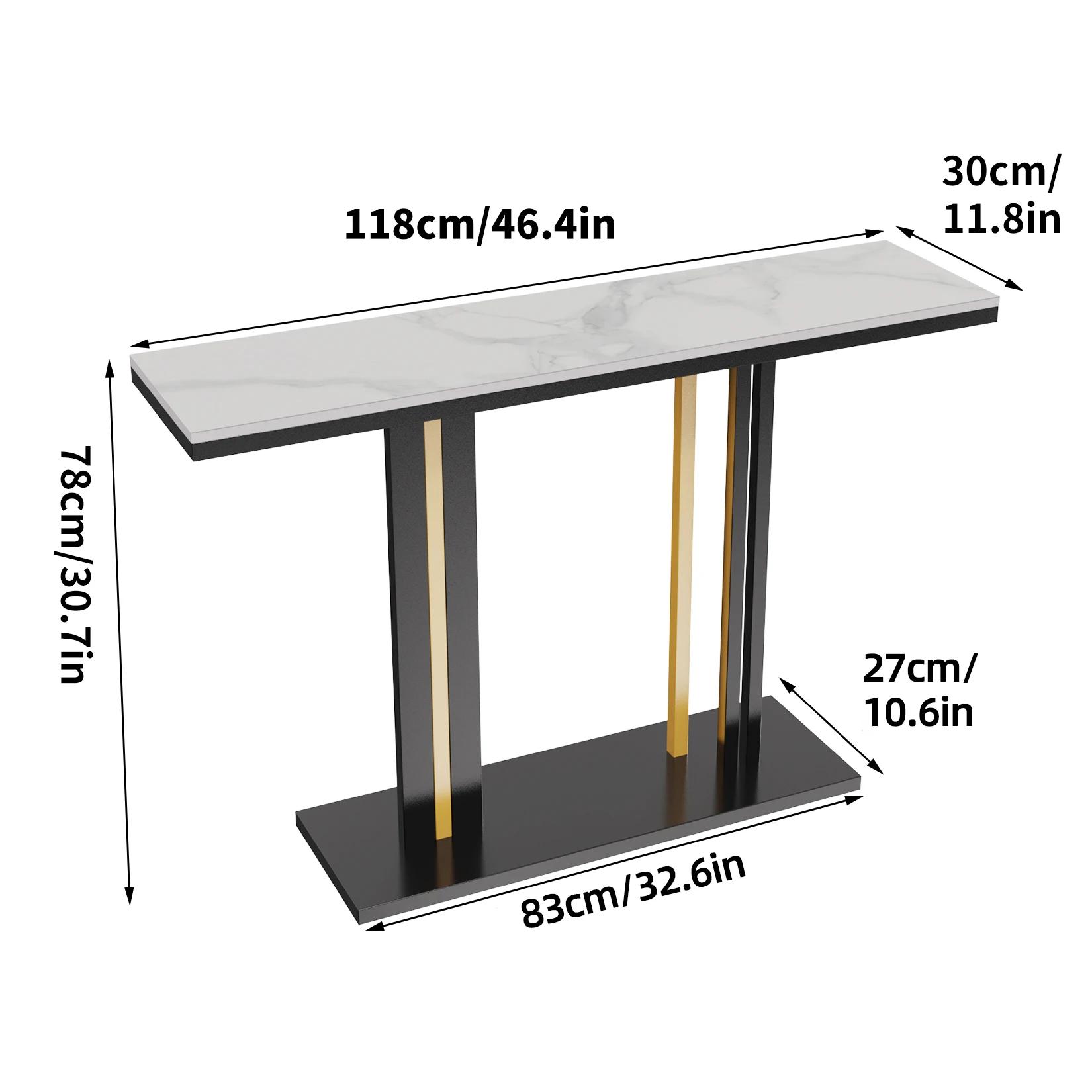 Table console en marbre Bergame délicate, salon, chambre à coucher, canapé long étroit, présentoir d