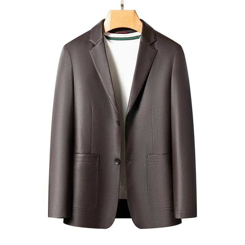 Vestes en cuir de printemps et d'automne, costumes en cuir décontractés, vestes en cuir pour hommes,