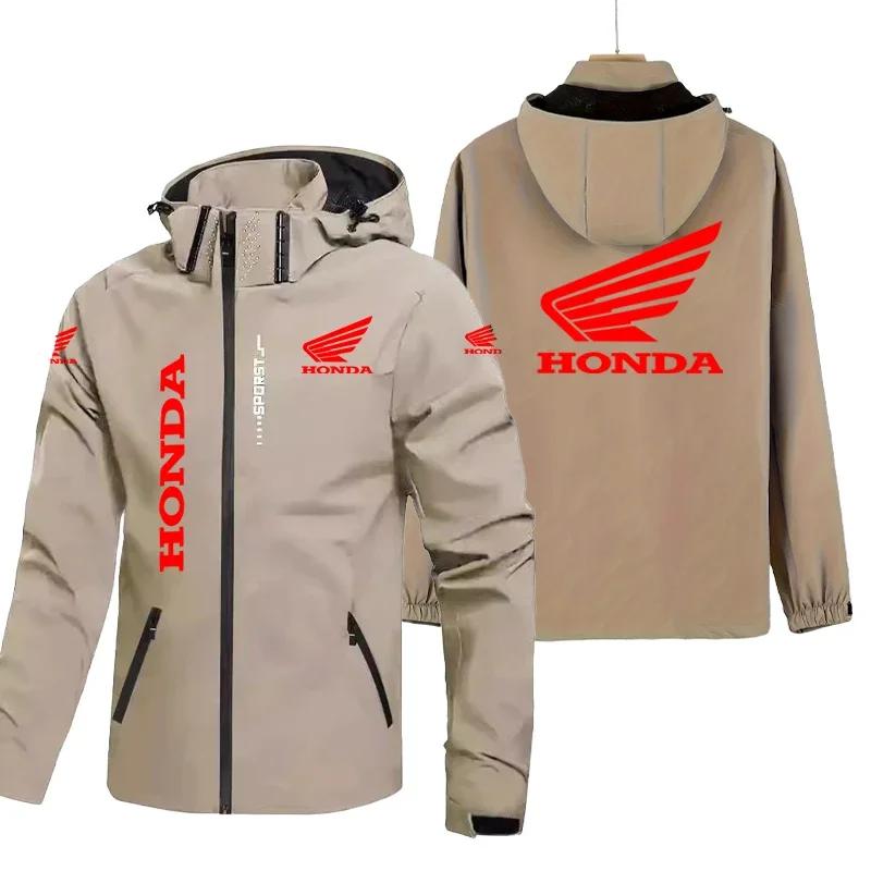 Veste de moto Honda pour hommes, manteau coupe-vent et imperméable à capuche avec capuche amovible e