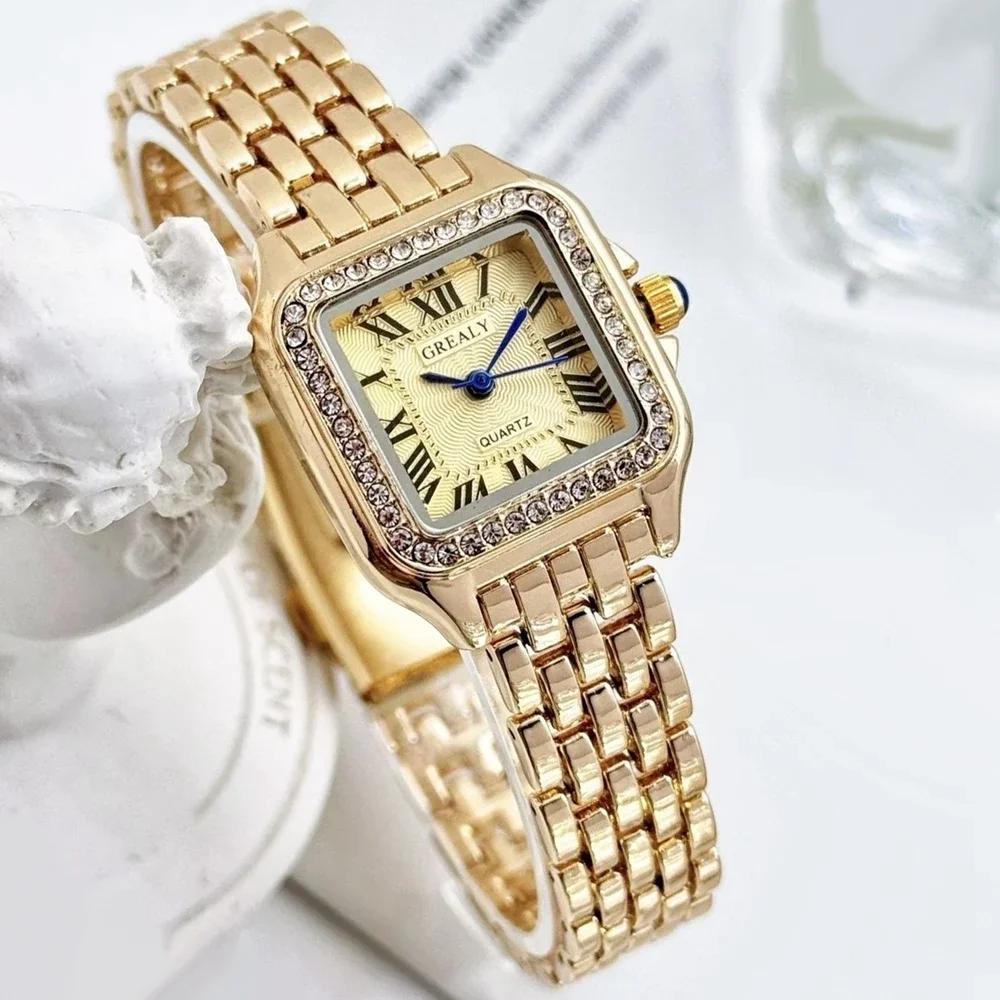 Montres de luxe en strass pour femmes, montre-bracelet à Quartz carrée, Simple, horloge pour dames