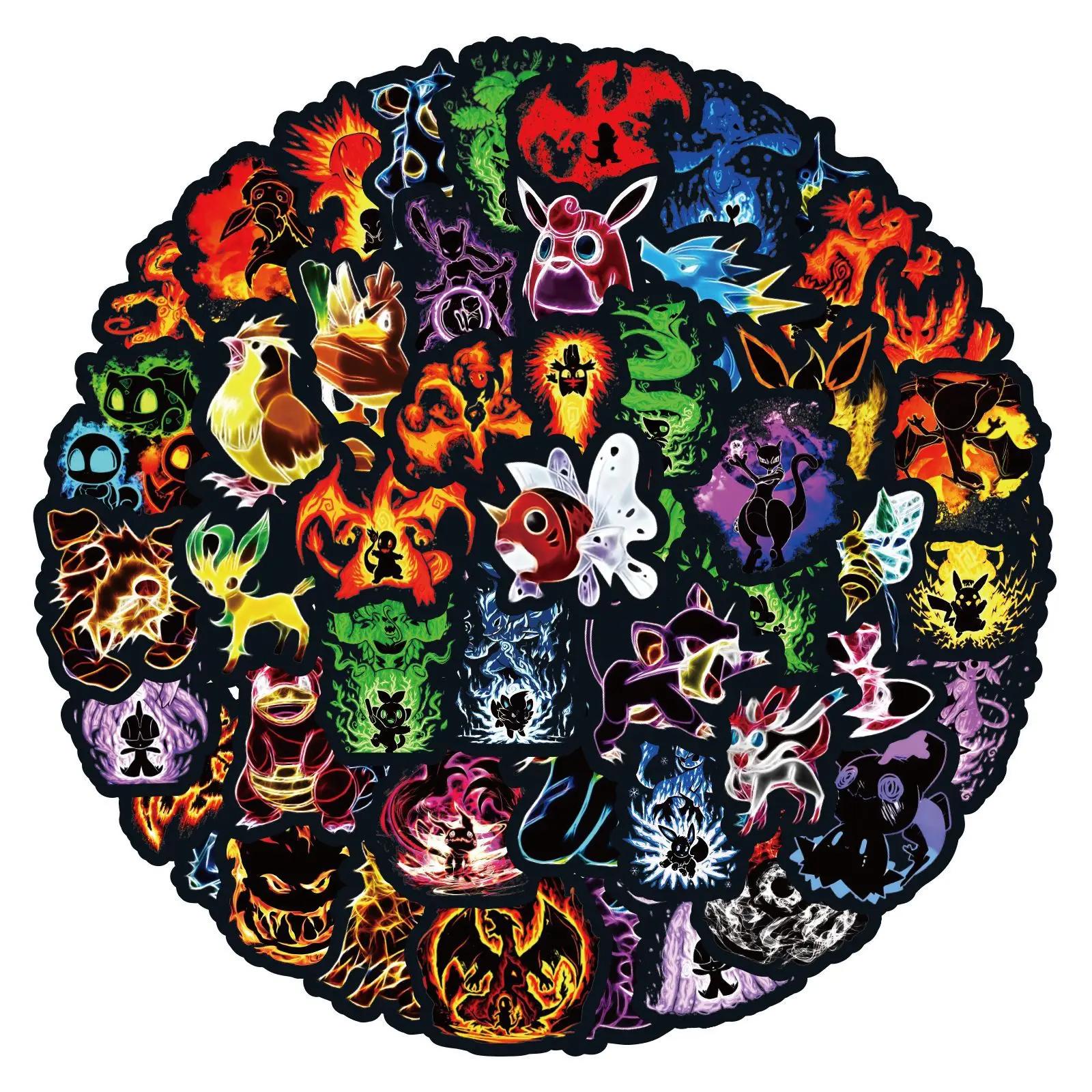 Autocollants Graffiti Pokemon néon, 60 pièces, autocollants décoratifs pour ordinateur portable, Ska