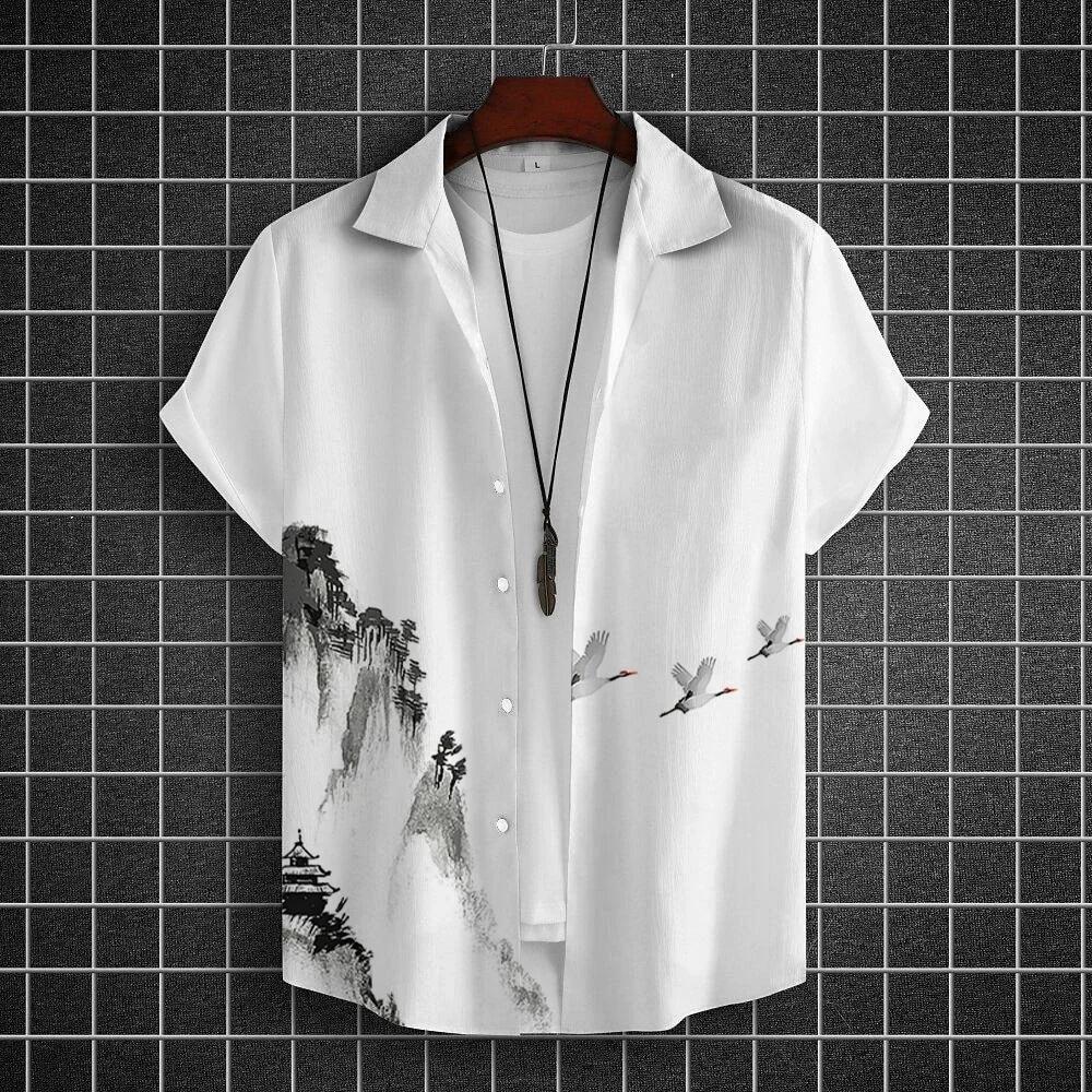 Chemise hawaïenne Simple surdimensionnée pour hommes, mode imprimée en 3d, haut rétro décontracté, v