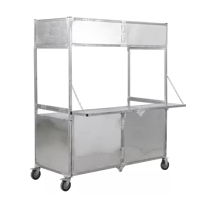 Nouvelle échancrure de vente pliable pour marché de nuit, chariot mobile à pousser avec étagère, ven