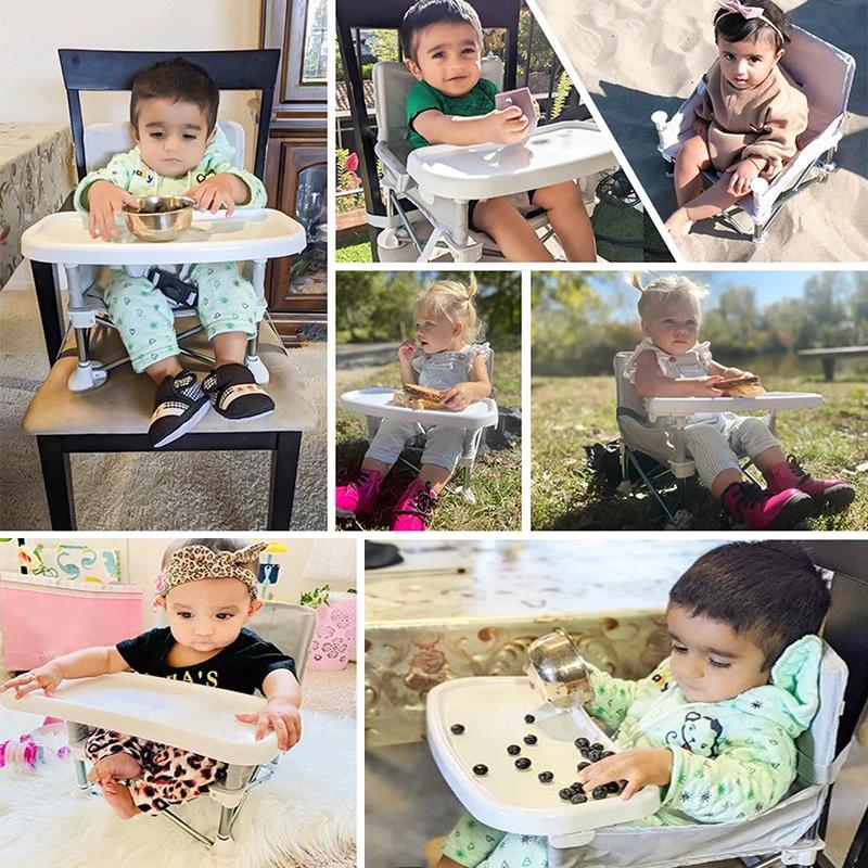 Siège rehausseur portable pliable pour bébé - Chaise de salle à manger et plage - Voyage et repas