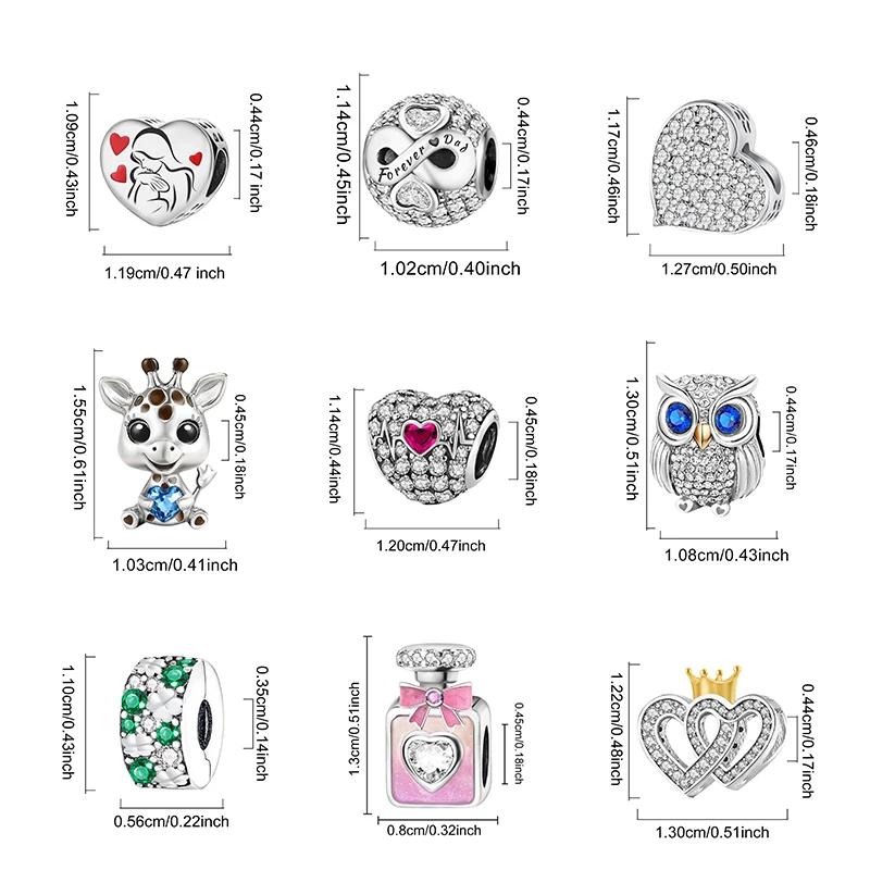Pendentifs en argent sterling 925, zircon, patte, cœur rouge, breloques, perles compatibles avec les