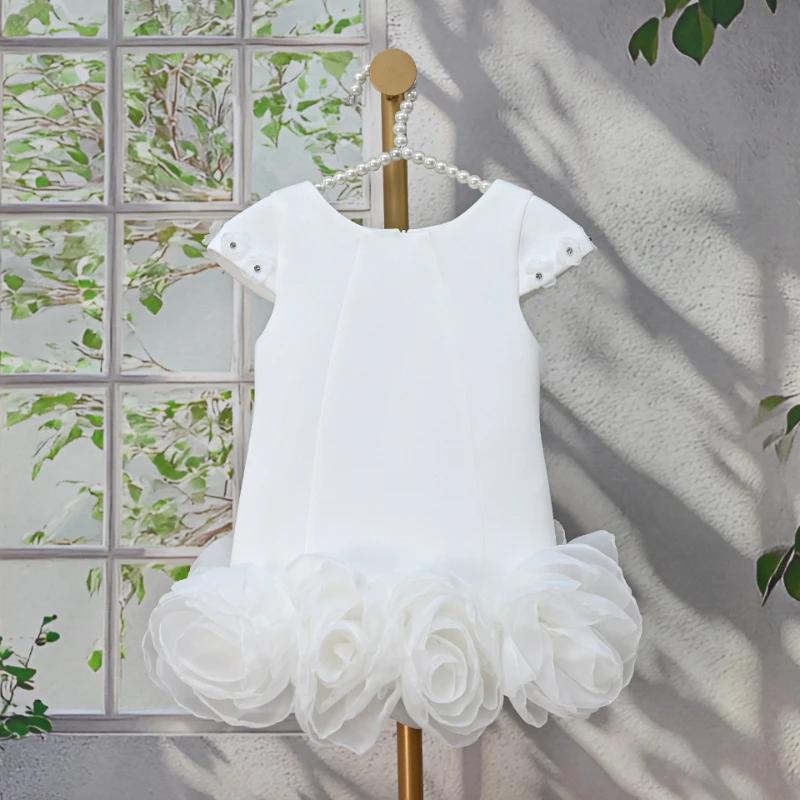 Robe Blanche pour Filles 2026, Nouvelle Robe de Princesse en Coton à Couches d'Air pour Enfants, Ten