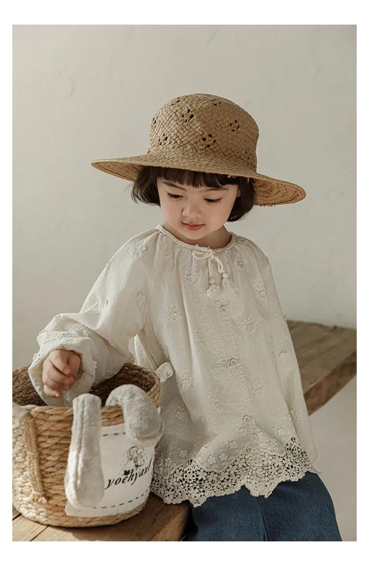 Ensemble de vêtements pour filles printemps 2026 : chemise en coton respirant à manches longues moti