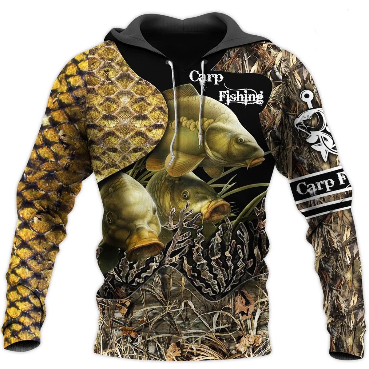 Mode hommes à capuche Cool carpe pêche 3D imprimé Harajuku sweat unisexe pull décontracté sweat à ca