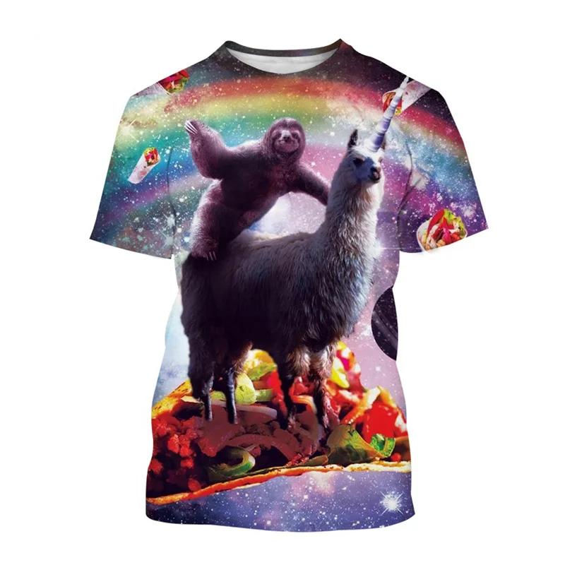 Drôle galaxie paresseux T-shirt pour hommes enfants décontracté Animal Pizza impression 3d T-shirt h