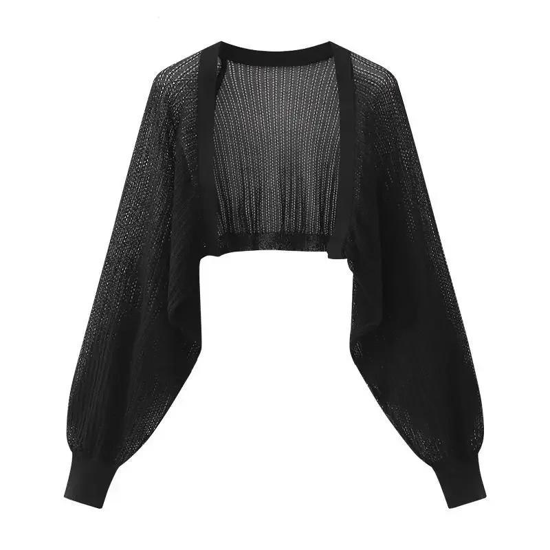 Cardigan tricoté en soie glacée française, résistant au soleil, veste fine d'été pour femmes, gilet,