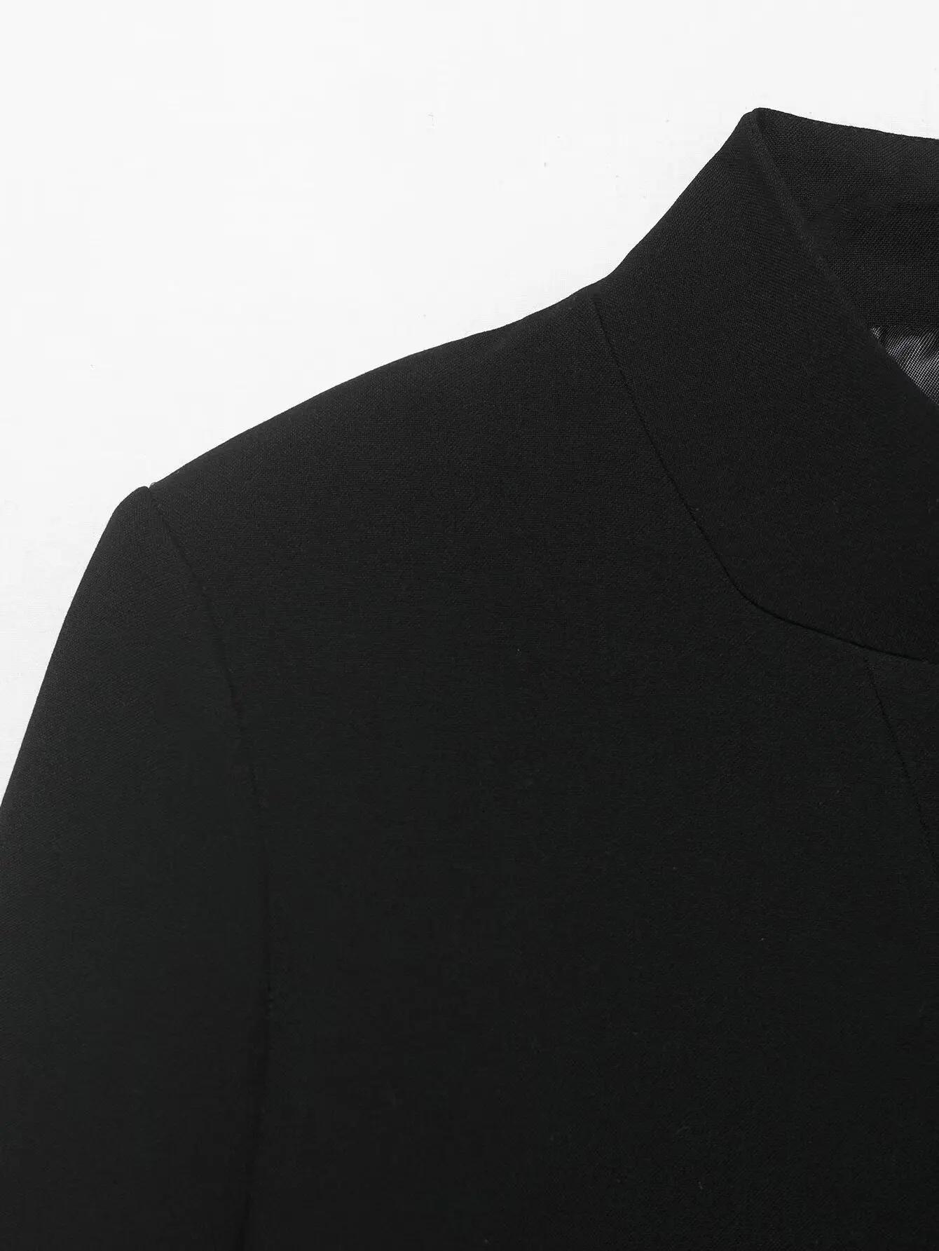Blazer court noir pour femme, nouvelle collection printemps, manteau féminin à simple boutonnage, ha