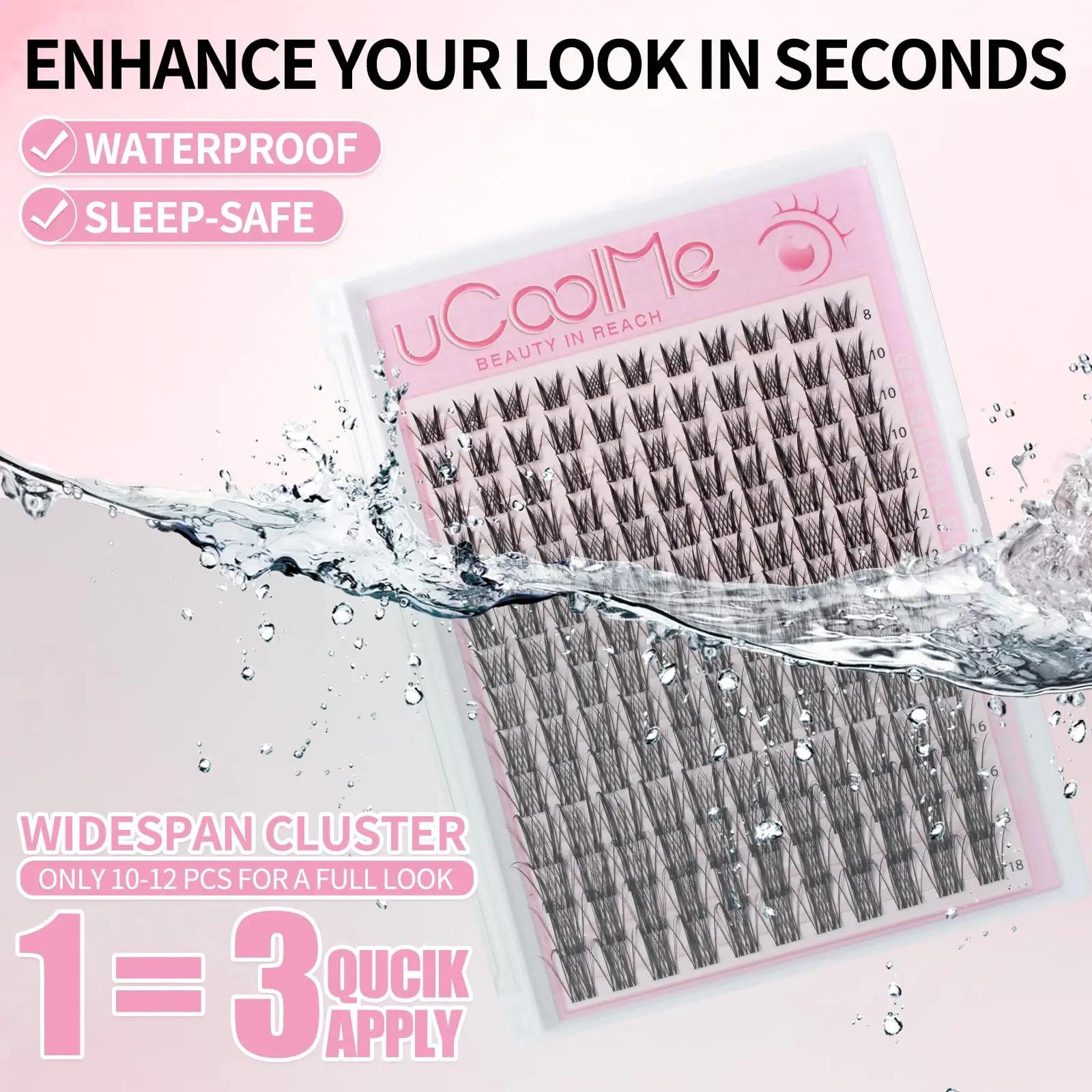 UCoolMe cils Aphrodite 154 pièces Kit de grappes avec dissolvant de liaison et de joint longue durée