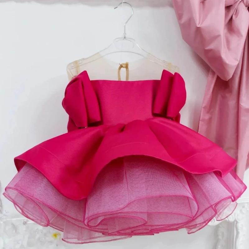 Robe de Princesse en Satin Moelleux pour Filles 2026, Robe de Demoiselle d'Honneur, Tenue Formelle S