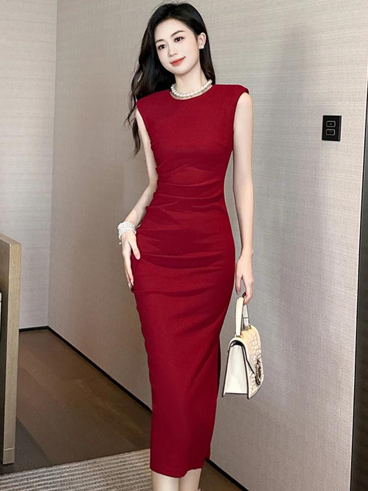 Robe Longue Simple et Élégante à la Mode pour Femme, Tenue Décontractée, Fendue, ix, Rue, Banquet Éd