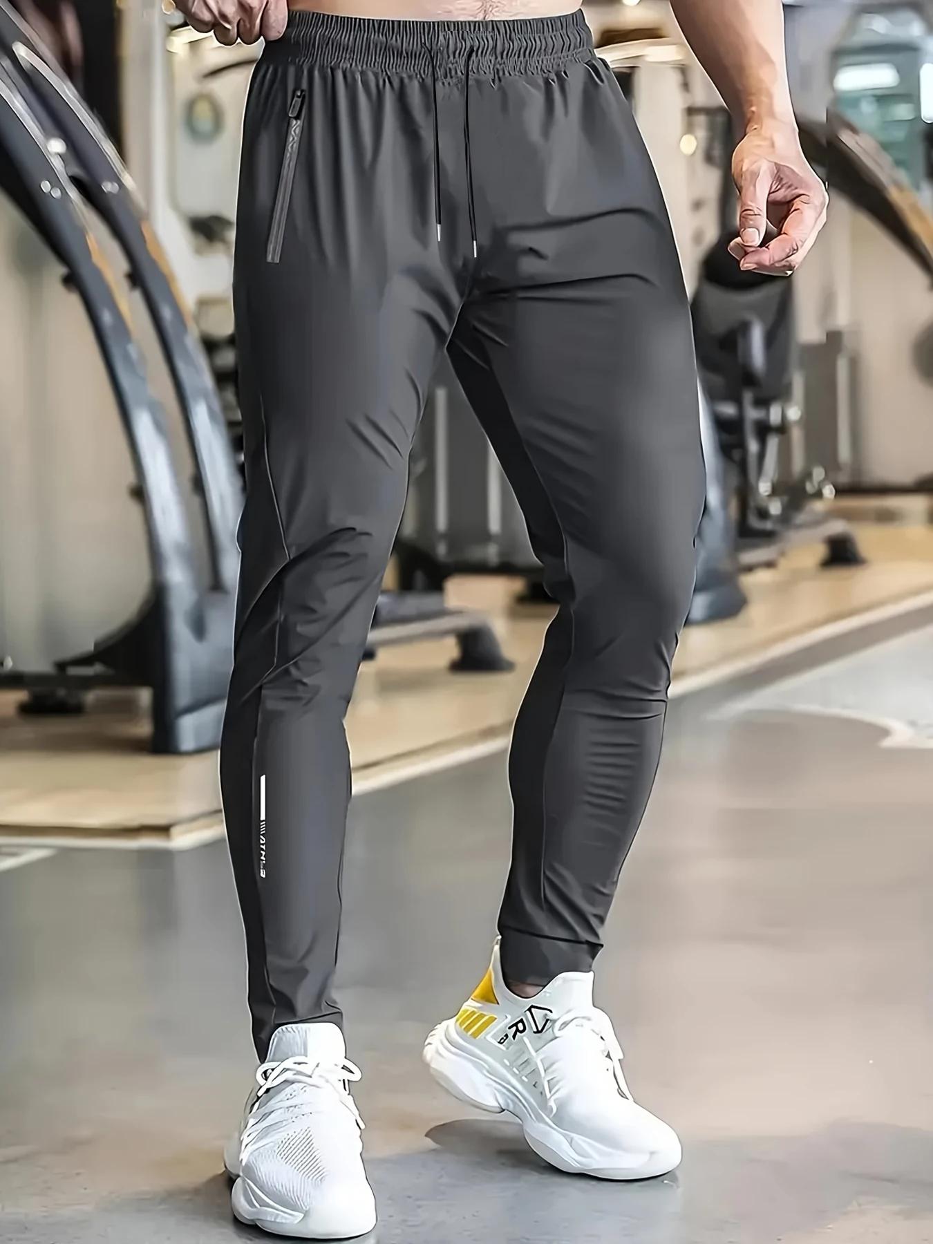 Pantalon de sport léger avec poche à fermeture éclair pour homme, pantalon de sport léger avec cordo