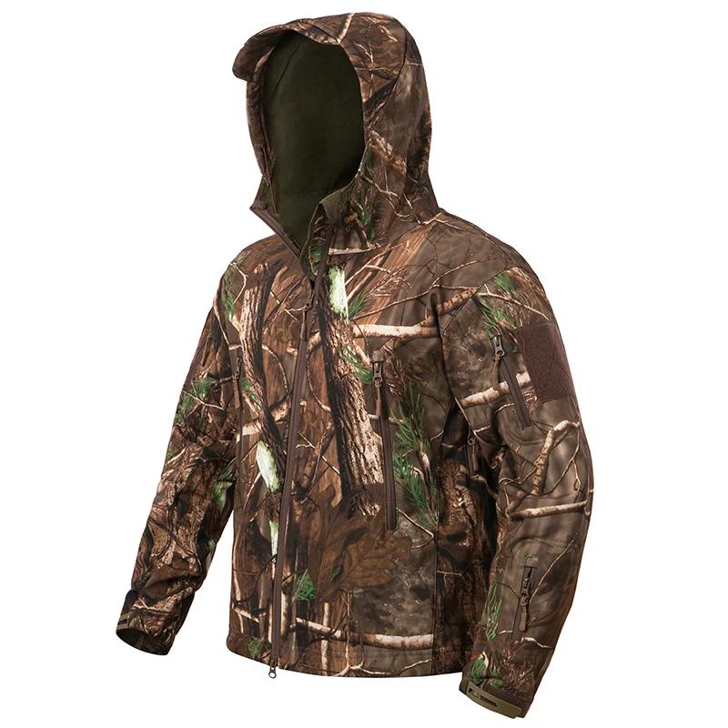 Veste tactique de Camouflage pour hommes, silencieuse, imperméable, chaude, polaire, chasse, Softshe