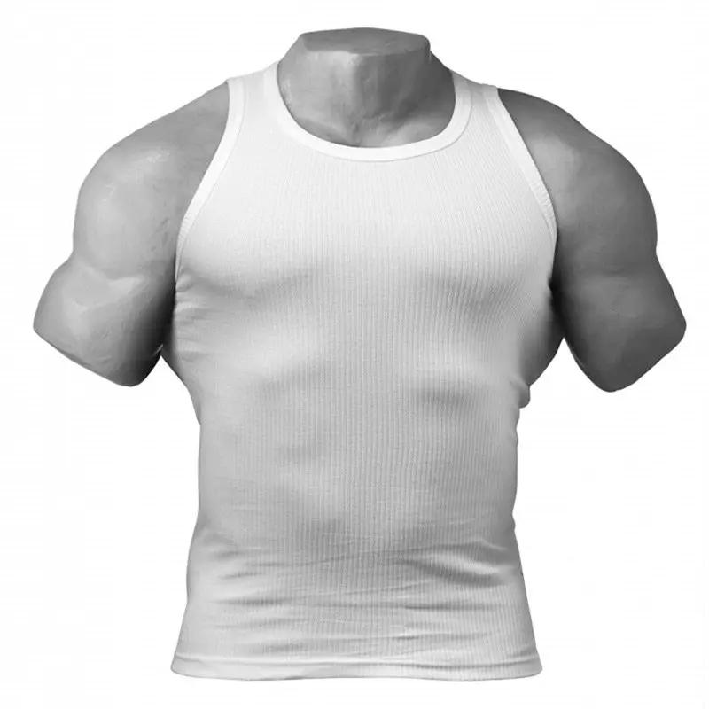 Débardeur de sport américain pour homme, moulant, élastique, séchage rapide, col rond, couleur unie,