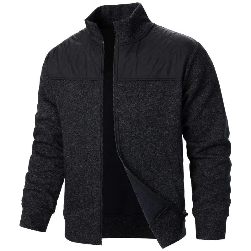 Sweat-shirt Patchwork pour hommes, veste à col montant, Cardigan ajusté, Streetwear, vêtements de sp