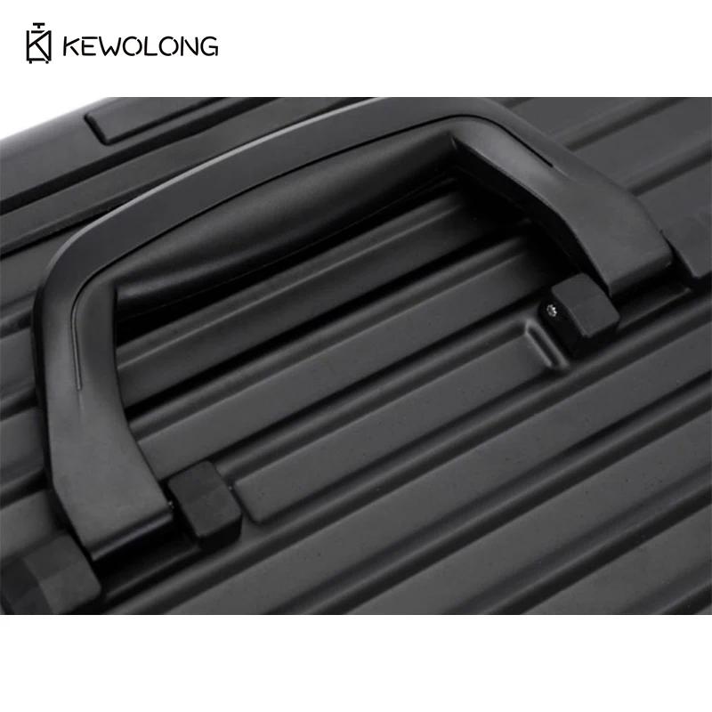 Valise en aluminium à coins arrondis, bagage cabine rigide à ouverture par le haut avec roulettes à 