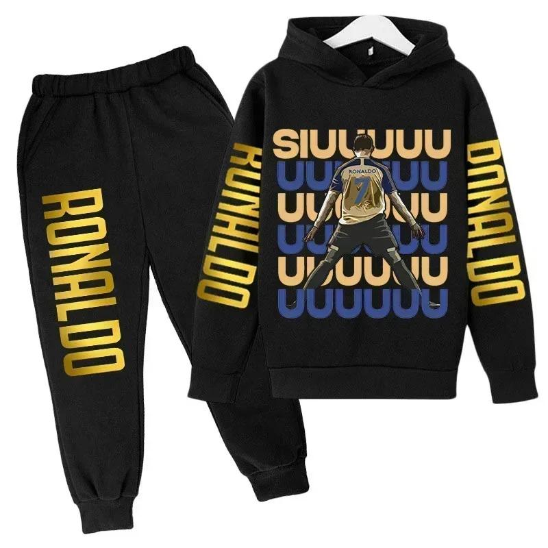 Ensemble de vêtements pour enfants à la mode d'automne, imprimé Ronaldo, sweat-shirt + pantalon, ens