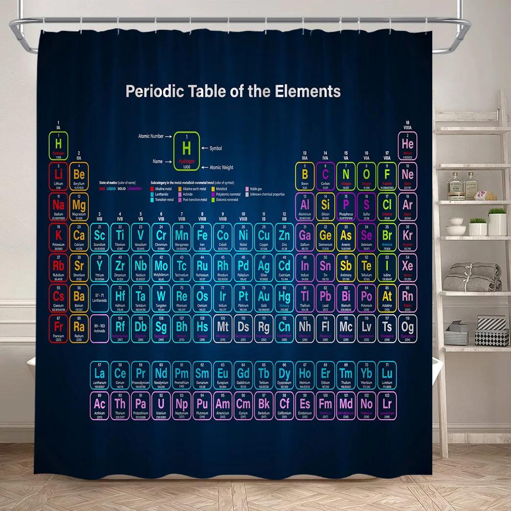 Rideau de douche de Table périodique, éléments de chimie modernes et amusants pour étudiants, décora