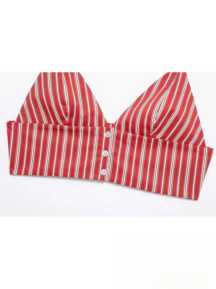 KONDALA Sexy rayé imprimé femmes costumes col en V Corset hauts courts taille haute jupes amples mod