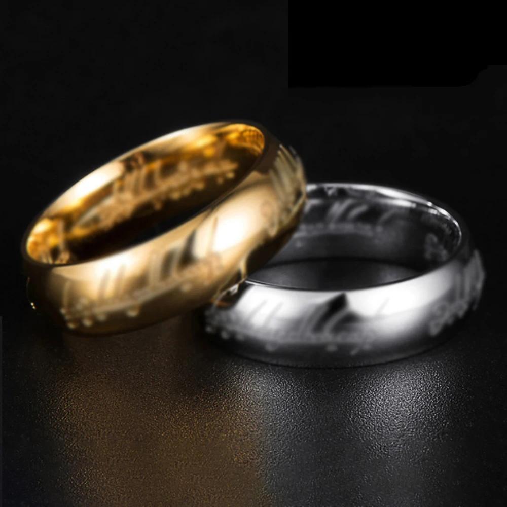 Bague sculptée dominatrice Simple en acier inoxydable, couleur or, mot de rune 3D, bagues de Couple,