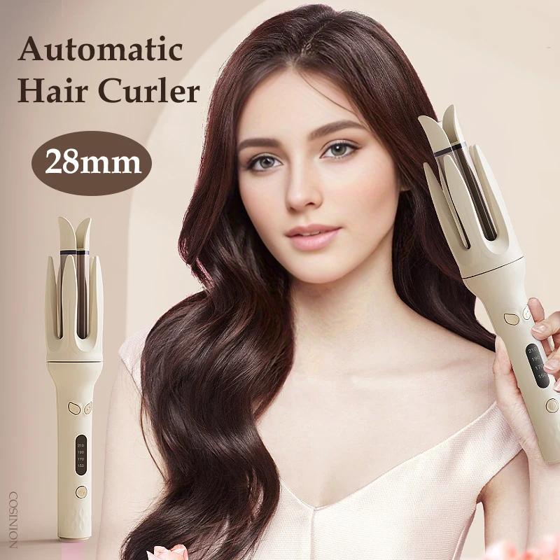 Bigoudi automatique 28mm Ions négatifs électrique céramique friser bâton de cheveux rotatif Curl vag