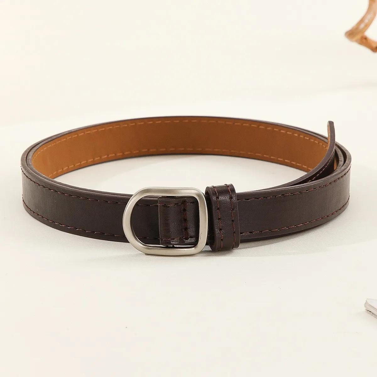 Ceinture paresseuse décontractée Simple perforée pour femmes, associée à des jeans, ceinture en cuir