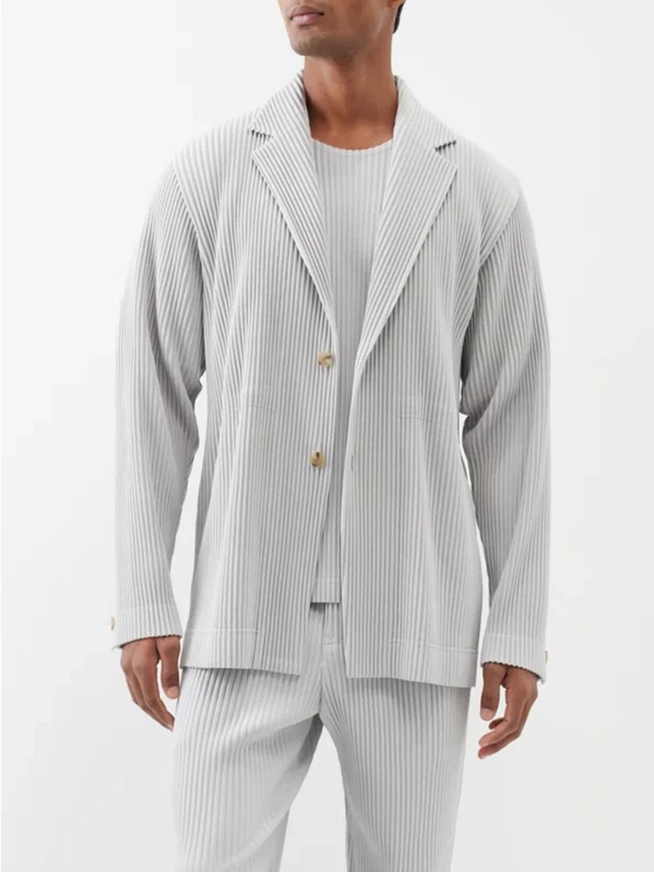 Blazers plissés doublés décontractés, manteau coupe couvertes, veste de haute qualité, mode professi