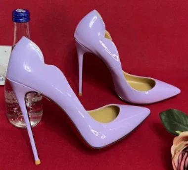 Talons hauts en cuir verni pour femmes, chaussures à bouche peu profonde, couleur personnalisée, mod