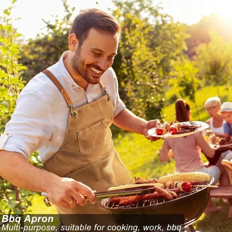 Tablier en toile de ménage résistant à l'huile peut essuyer les mains cuisine hommes femmes adultes 