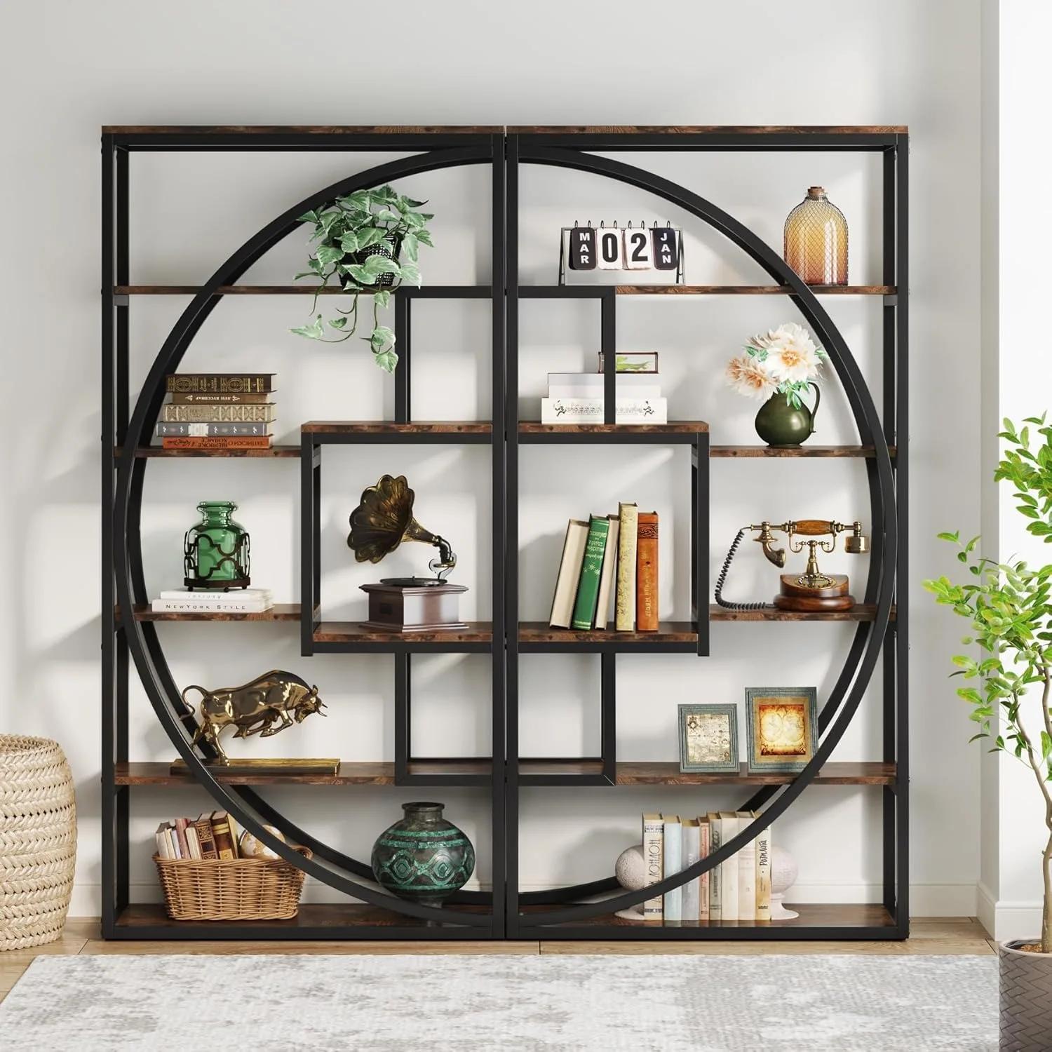 Bibliothèque, bibliothèque industrielle Etagere à 5 niveaux, bibliothèque de 70,8 pouces de haut, ét