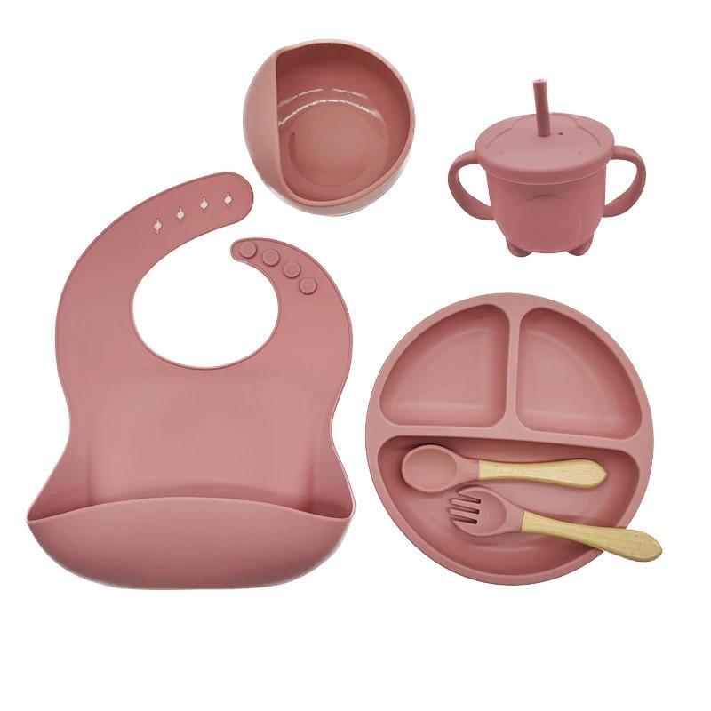 Ensemble de vaisselle en Silicone pour enfants, 6/8 pièces, vaisselle, ventouses, fourchettes, cuill