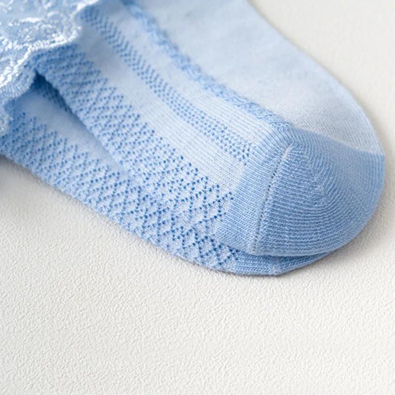 5 paires de chaussettes à volants en dentelle pour filles, en coton, respirantes, confortables, ador