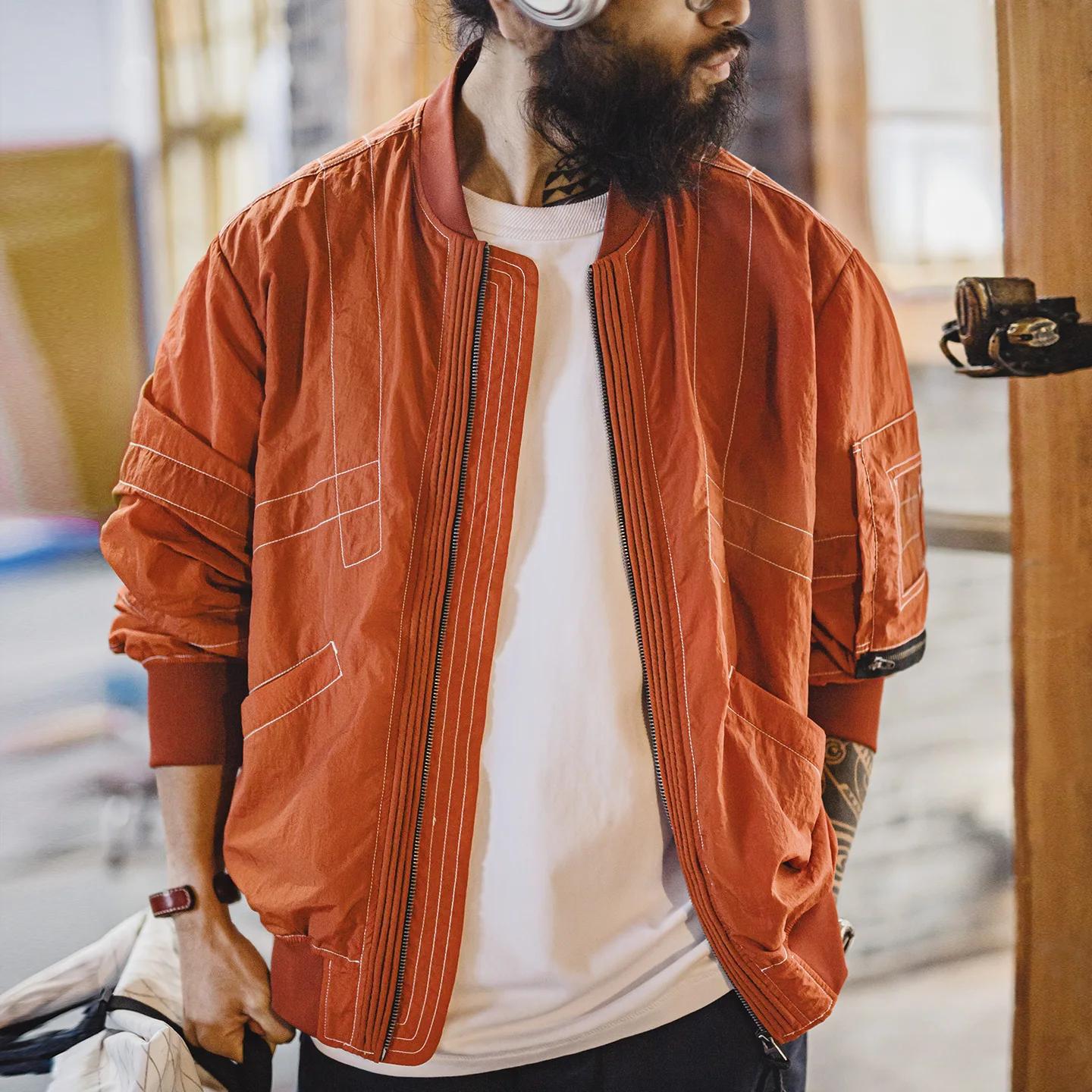 Blouson bomber MA1 Maden pour homme, veste de pilote légère, fermeture éclair, style baseball classi