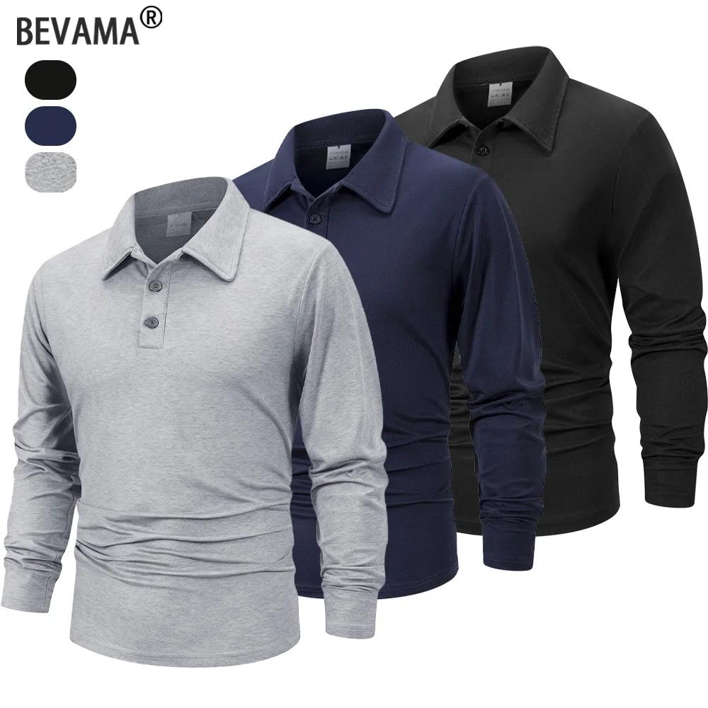 Printemps hommes d'affaires décontracté à manches longues Polo couleur unie à la mode respirant conf