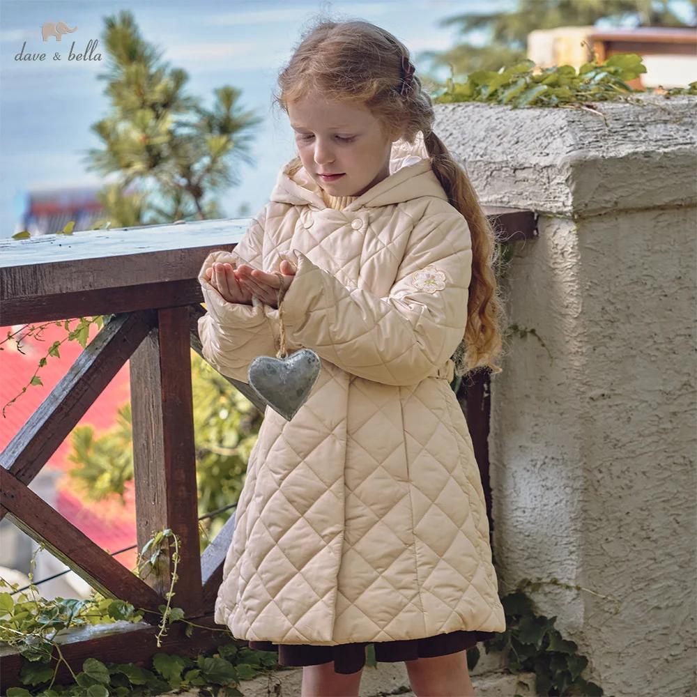 Dave Bella filles velours manteau hiver automne enfants épais chaud veste décontracté à capuche impe