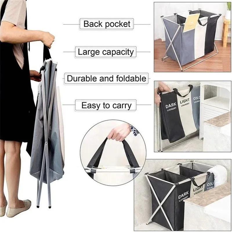 Panier à linge pour vêtements sales, 1/3 grilles, sacs de rangement Oxford imperméables, portables e