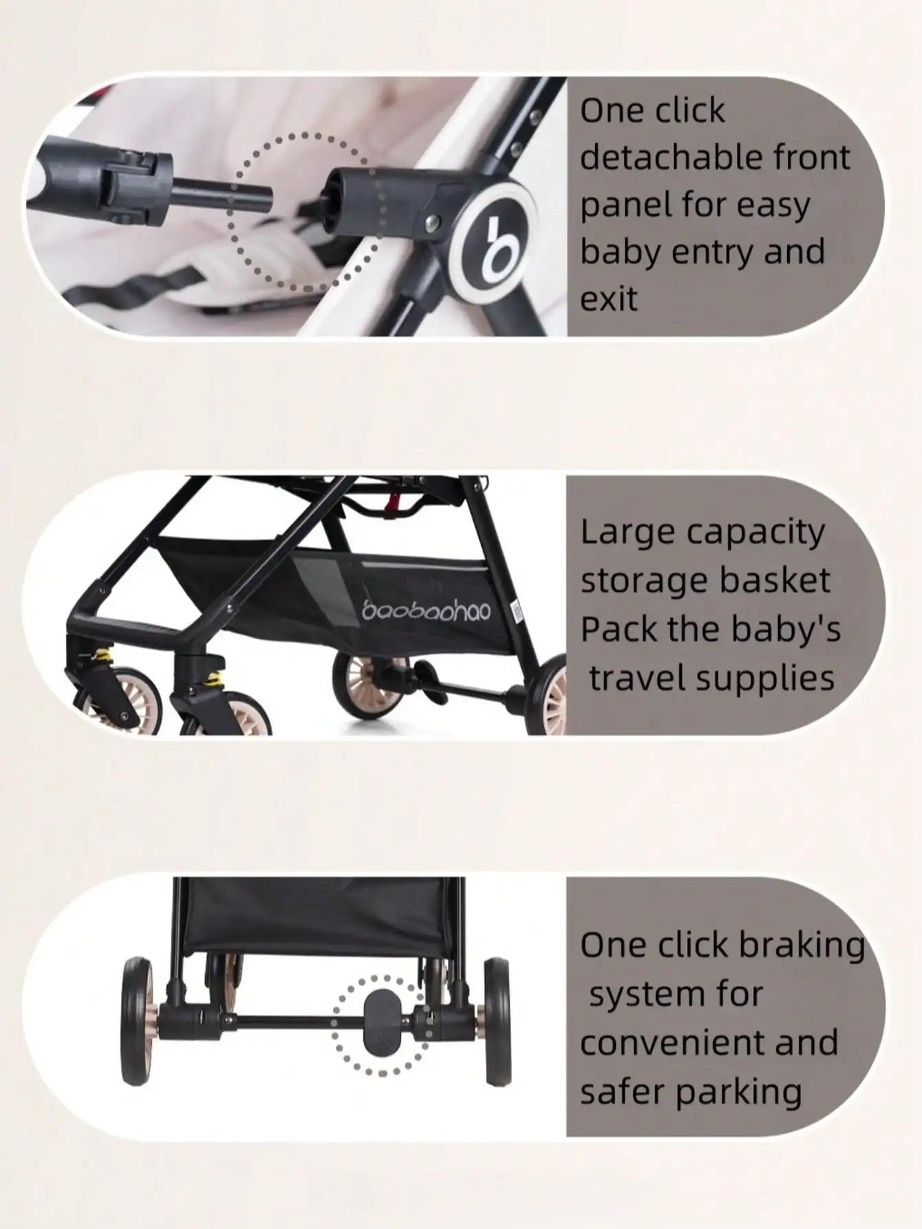 1 poussette pour bébé légère noire pèse seulement 4,7 kg, pratique pour les avions, les trains et le