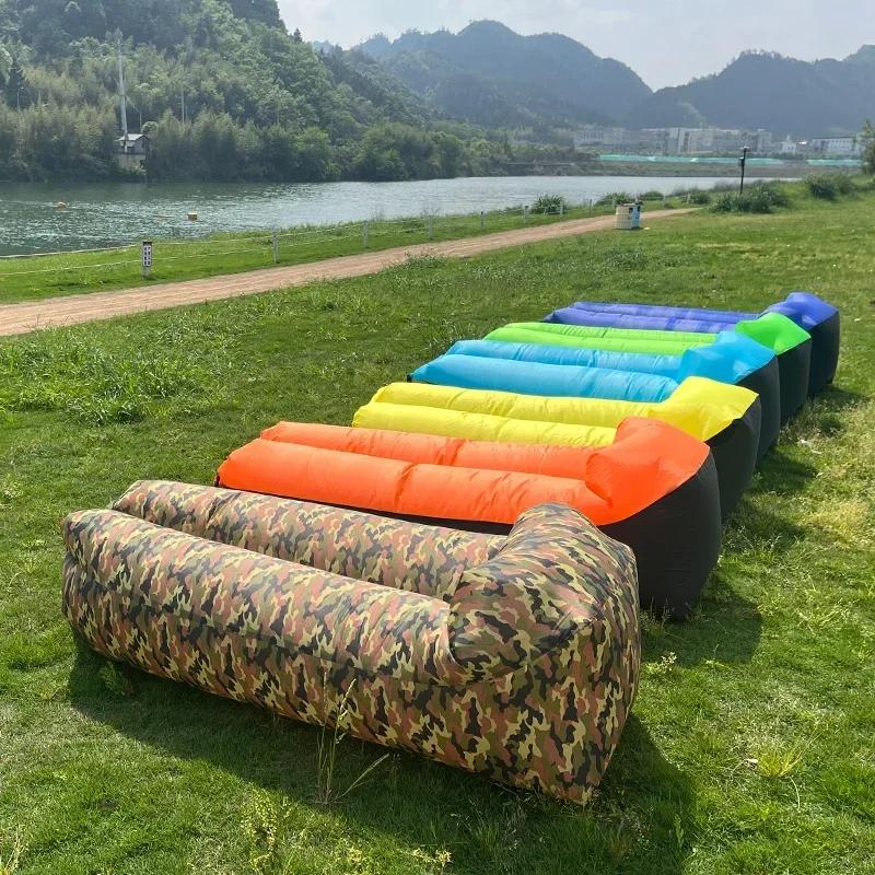 Canapé gonflable rapide pour camping, chaise longue à air, sac de couchage de plage, portable, pliab