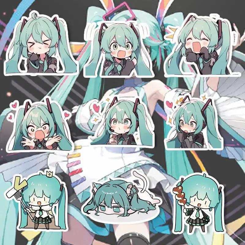 100 pièces Kawaii HatsuneMiku autocollants mignon dessin animé décalcomanies journal papeterie coque