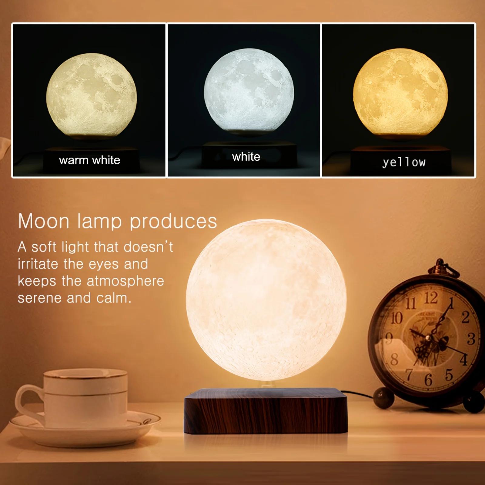 Veilleuse flottante magnétique 3D LED avec base en bois, lampe de table créative, 3 couleurs de temp